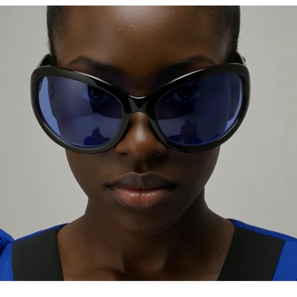Women Sunglasses Fashion Blue Lens Shield Retro Running Party Shades Luxury New